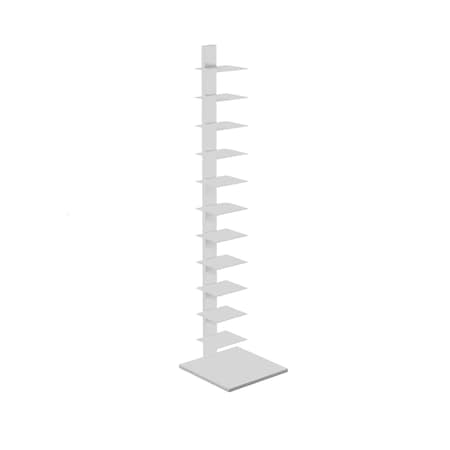 Homeroots 65" White Metal Twelve Tier Narrow Tower Bookcase 490410