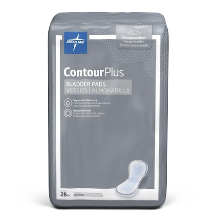 Medline ContourPlus Bladder Control Pad for Incontinence, Moderate, 5.5in x 10.5in, 28PK BCPE01Z