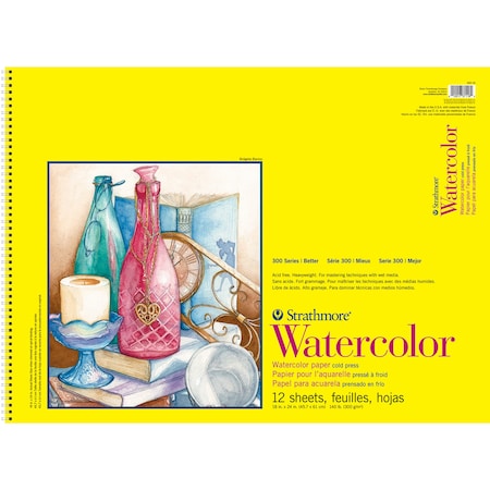 Strathmore 300 Series Watercolor Pad, Cold Pressed, Top Wire Binding, 12 Sheet, 18x24 inch P360-18-1