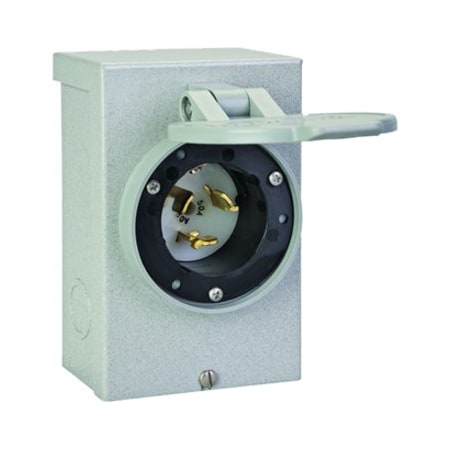 Reliance Controls Power Inlet Box, 50 A, 125/250 V, Gray PB50