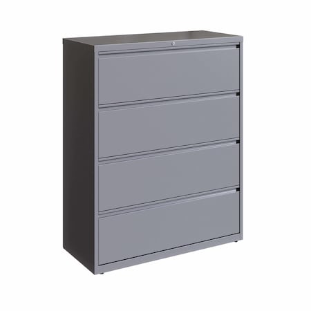Hirsh 42 in W 4 Drawer Lateral File Cabinet, Arctic Silver, A4/Legal/Letter 23750