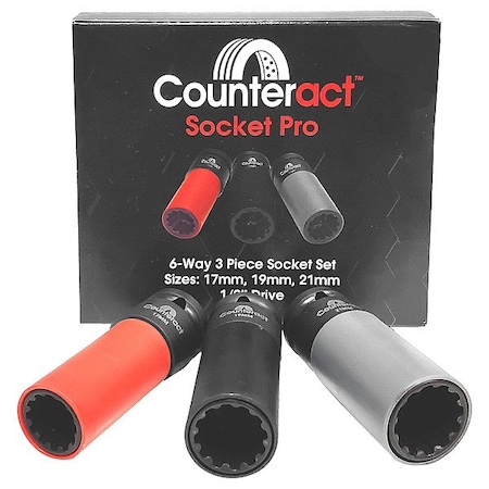 Counteract Auto Socket Set, Chrome, 17 mm to 21 mm CBBS12-S3