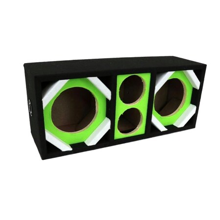 Deejay Led Two 6-in Woofers plus Two Tweeters Green Empty Chuchera Speaker Enclosure D6T2GREEN