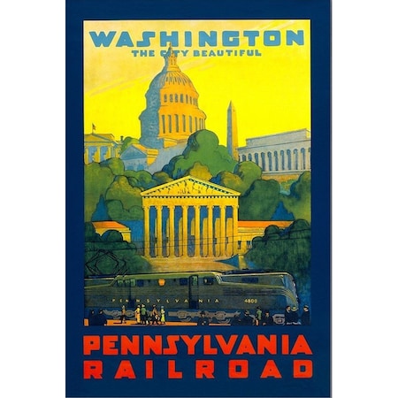 Homeroots Washington Dc Vintage Travel Unframed Print Wall Art 394356