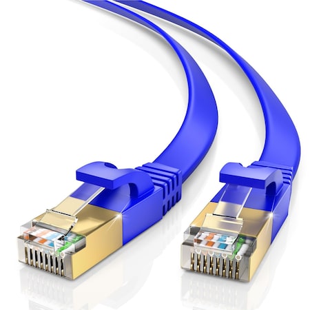 Maximm 75ft Cat7 Flat Ethernet Cable 10Gbps 600MHz, Blue CAT7FLAT-75FTBL-1PK