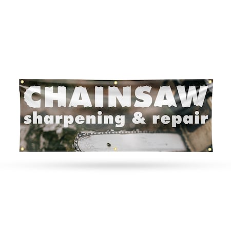 Signmission Chainsaw Sharpening and Repair, 24 Inch x 72 Inch, Vinyl Banner B-72-30514