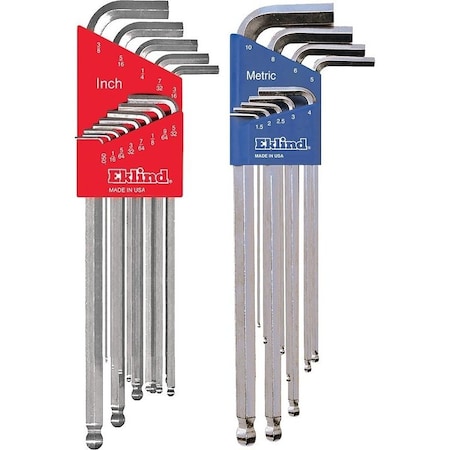 Eklind Ball End Hex Key Set, 22-Piece, Steel, Nickel-Plated 17322