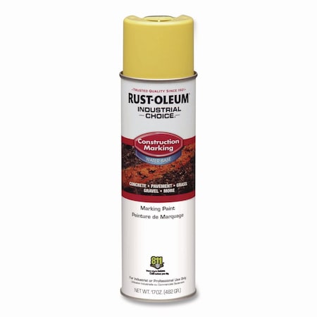 Rust-Oleum M1400 System Water-Based Construction Marking Paint, Flat High Vis Yellow, 17 oz Aerosol Can, 12PK 264695