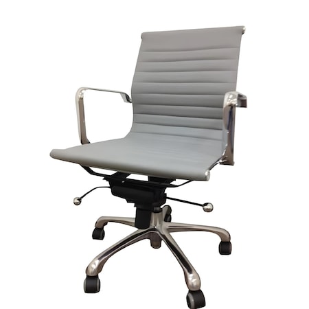 Homeroots Gray and Silver Faux Leather Adjustable Height Swivel Rolling Office Chair 554037