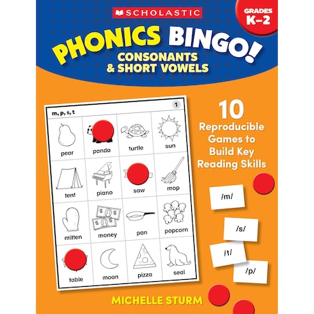 Scholastic Teaching Solutions Phonics Bingo: Consonants & Short Vowels Activity Book 9781550000000