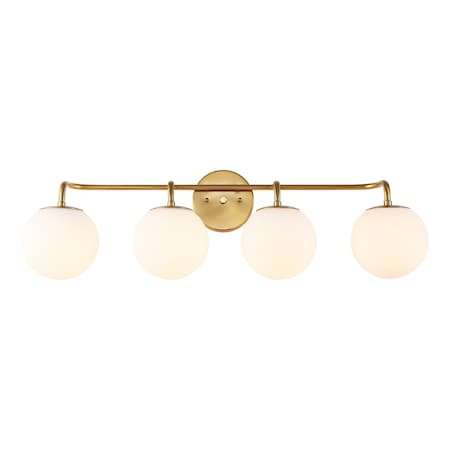 Jonathan Y Louis Parisian Globe 31 in. 4-Light Metal/Frosted Glass Modern Contemporary LED Vanity Light, Gold Pa JYL3558A
