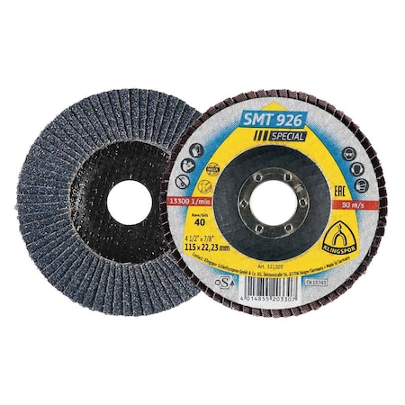 Klingspor SMT Flap Disc 926 4-1/2" 40 Grit, 10PK 926040115022