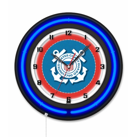 Holland Bar Stool United States Coast Guard 19 Double Neon Wall Clock Clk19BK