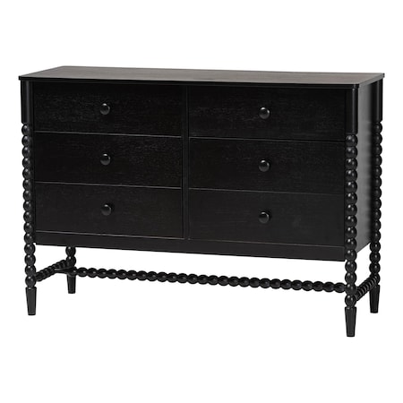 Baxton Studio Brantley Spindle Dresser with Six Drawers, Black 272-14806-ZORO