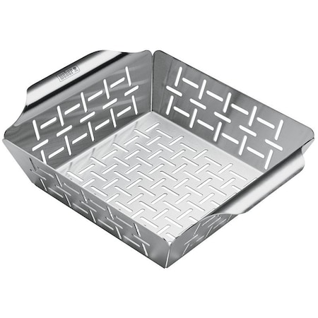 Weber Deluxe Grilling Basket, Stainless Steel, Silver, For: All Charcoal 6481