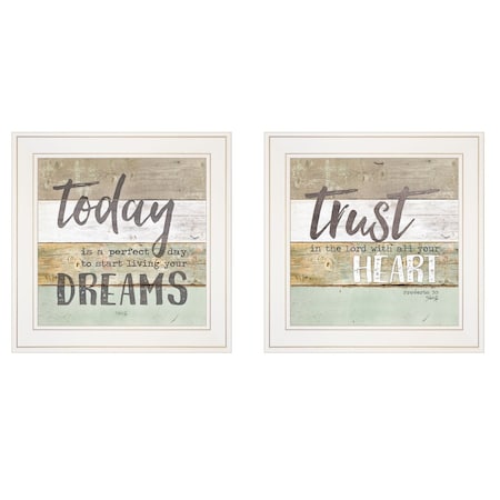 Homeroots Set Of Two Trusting in the Lord White Framed Print Wall Art, 2PK 415803