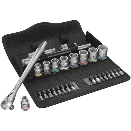 Wera 8100 SB 8 Zyklop Metal Ratchet Set with switch lever, 3/8 in drive, metric, 29 pieces 5004048001