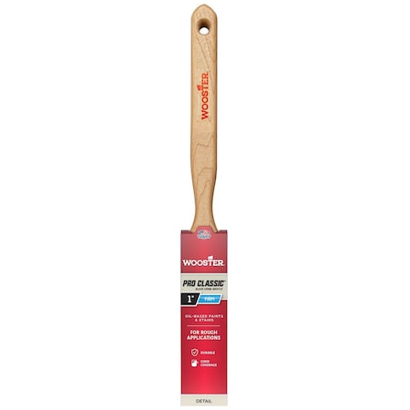 Wooster 1" Flat Sash Soft, Black China Bristle, Paint Brush, Sealed Maple Wood Handle Z1202-1