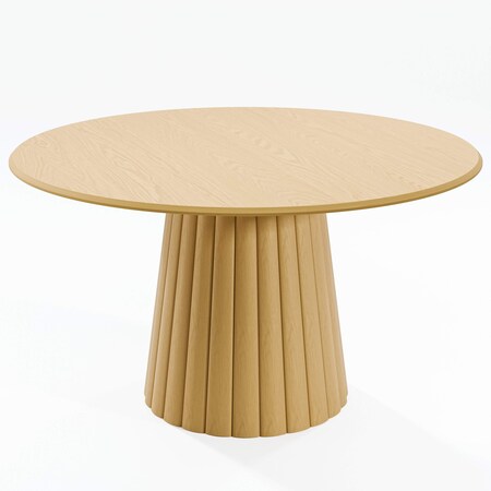 Homeroots 52" Brown Solid Wood Pedestal Base Round Top Dining Table 721013