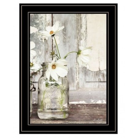 Homeroots White Blossoms 2 Black Framed Print Wall Art 407738