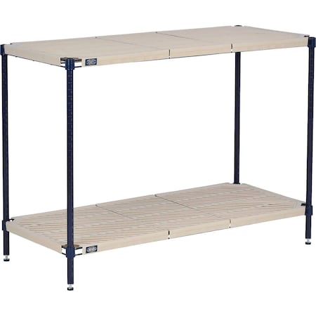 Global Industrial Nexel Nexelite 2 Shelf, Vented Plastic Mat Shelving Unit, Starter, 48"W x 18"D x 34"H B3152574