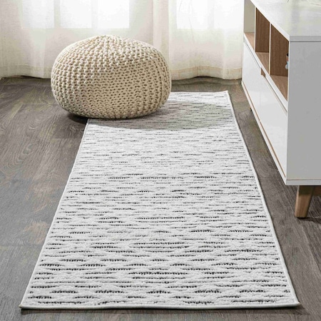 Jonathan Y Ararat High-Low Pile Moroccan Diamond Modern Black/Ivory 2 ft. x 10 ft. Indoor/Outdoor Runner Rug SBH105B-210