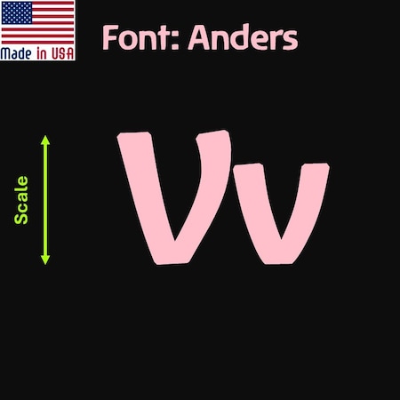 Aacc Self-Adhesive Vinyl Letter: v, Scale: 22 cm. Color: Pink Font: Anders by, 12PK AACC-Anders-lv-Pink-M22x12