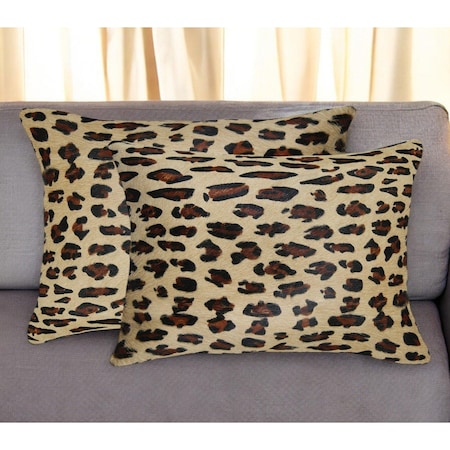 Homeroots Set of Two 12" X 20" Brown and Black Leopard Cowhide Lumbar Throw Pillows, 2PK 544651