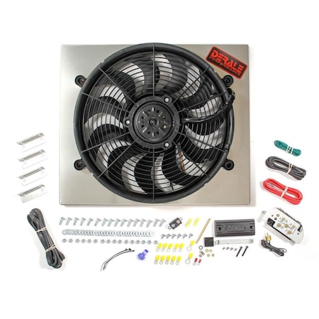 Derale 66821 17.62 x 1.12 in. PWM Single RAD Fan with Aluminum Shroud Assembly DER66821