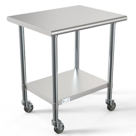 Koolmore 24'' x 30'' 18-Gauge 304 Stainless Steel Commercial Work Table with Casters CT2430-18C