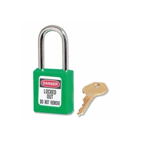 Master Lock Zenex, Thermoplastic Safety Lockout Padlock, 410, 1-1/2 W x 1-3/4 H Body, 1-1/2 in H Shackle, KD, 6PK 470-410GRN
