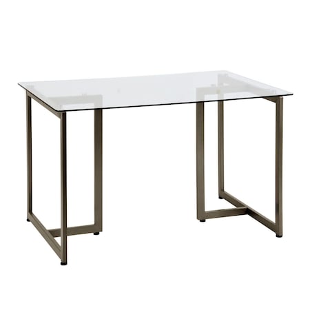 Homeroots 47" Clear And Gold Glass And Stainless Steel Sled Base Dining Table 568217