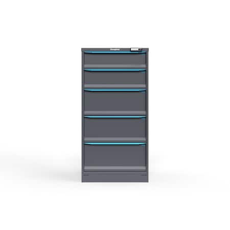 Strong Hold 5 drawer cabinet - (1x 7ft, 1x 8ft, 2x 11ft, 1x 12ft) - Blue accents - E-Lock w/ Tracking S3060-PPTAS-0501FS