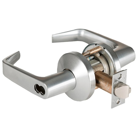 Best Grade 1 Entrance Cylindrical Lock, 15 Lever, K Rose, SFIC Less Core, Satin Chrome Finish, 4-7/8in A 9K37AB15KS3626