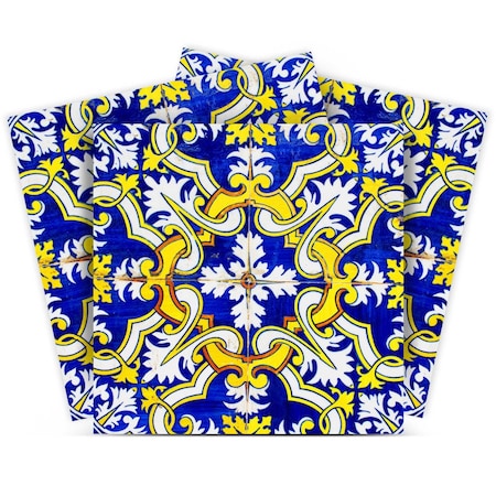 Homeroots 5" X 5" Blue and Yellow Links Peel And Stick Tiles 400091