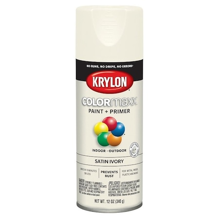 Krylon Enamel Spray Paint, Satin, Ivory, 12 oz, Can K05567007