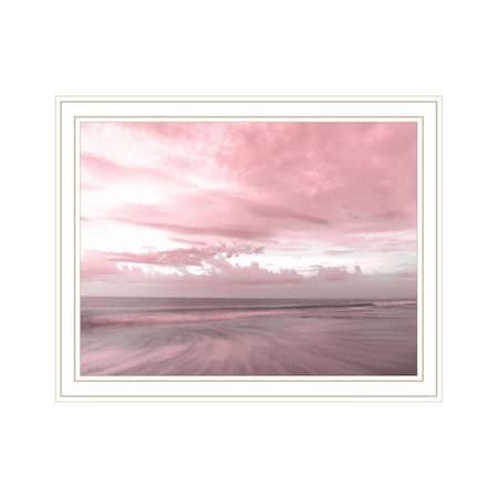 Homeroots Pink Beach Emotions White Framed Print Wall Art 530027