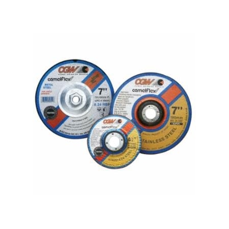Cgw Abrasives Depressed Center Wheel, Type 27, 7 in Dia, 1/4 in Thick, 24 Grit Zirconia, 25PK 421-35644
