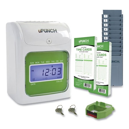 Upunch HN1500 Electronic Non-Calculating Time Clock Bundle, LCD Display, Beige/Green HN1500