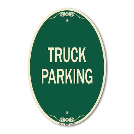Signmission Truck Sign Truck Parking, 12 Inch X 18 Inch Architectural Oval, Heavy Gauge Aluminum A-OV-G-1218-22785