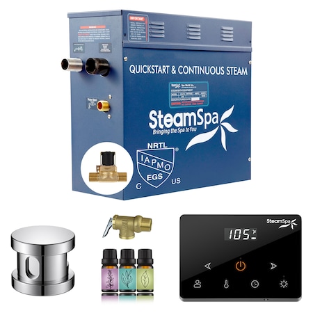 Steamspa Oasis 7.5KW Steam Generator with Continuous Steam Wireless Control and Auto-Drain in Polished Chrome OAW750CH-A