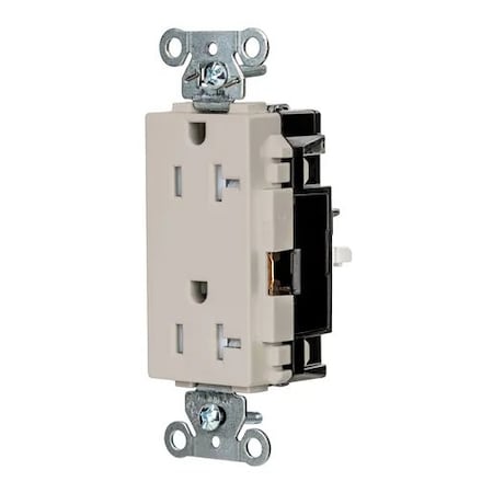 Hubbell Wiring Device-Kellems Straight Blade Receptacle, 5-20R, 20 A, 125V AC, 2 Pole, 3 Wire, Surface Mount, Grounded DR20STLATR