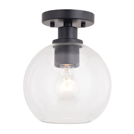 Vaxcel Marshall 8-in W LED Matte Black Transitional Semi Flush Mount Ceiling Light Clear Glass Globe C0304