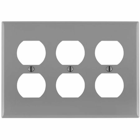 Leviton Receptacle Wallplate, Standard Size, Gang 3, Gray 80730-GY