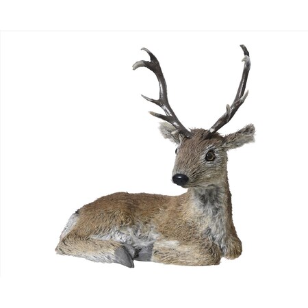 Decoris Brown Artificial Fur Deer Table Decor 10 in. 535864
