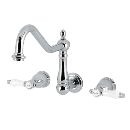 Kingston Brass Two-Handle Wall Mount Kitchen Faucet, Polished Chrome KS1281BPL
