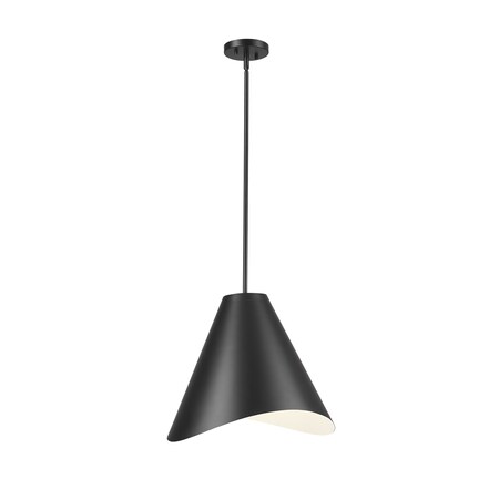 Z-Lite Aria 1 Light Pendant, Matte Black/Matte Black & Inner White, 18 In W x 16 In H 1952P18-MB