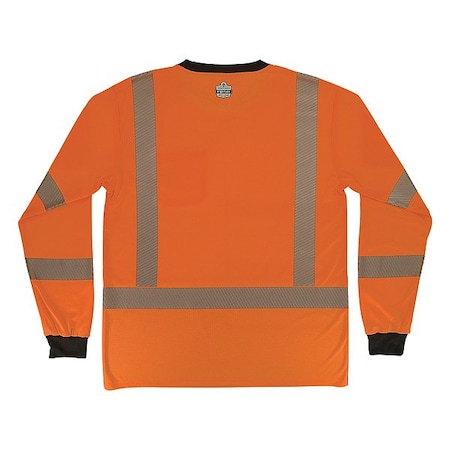 Ergodyne Hi-Vis Shirt, 5XL, Orange, Long Sleeve 22309