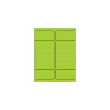 Bubblefast 4 x 2'' Fluorescent Green Removable Rectangle Laser Labels-10 Labels per Sheet BFLL410GN
