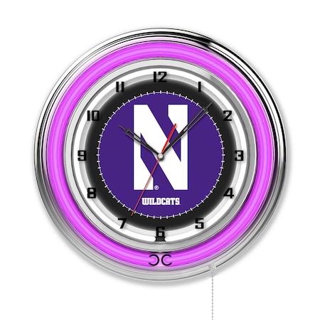 Holland Bar Stool Co Northwestern University Double Neon 19" Clock Clk19Nthwst